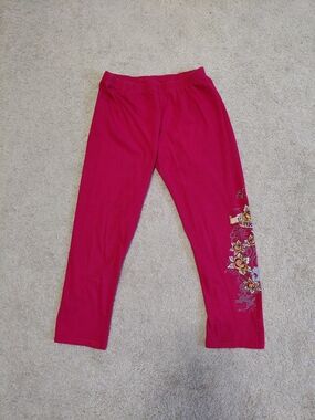 Dereon Girls Red Leggings with Floral Side Design